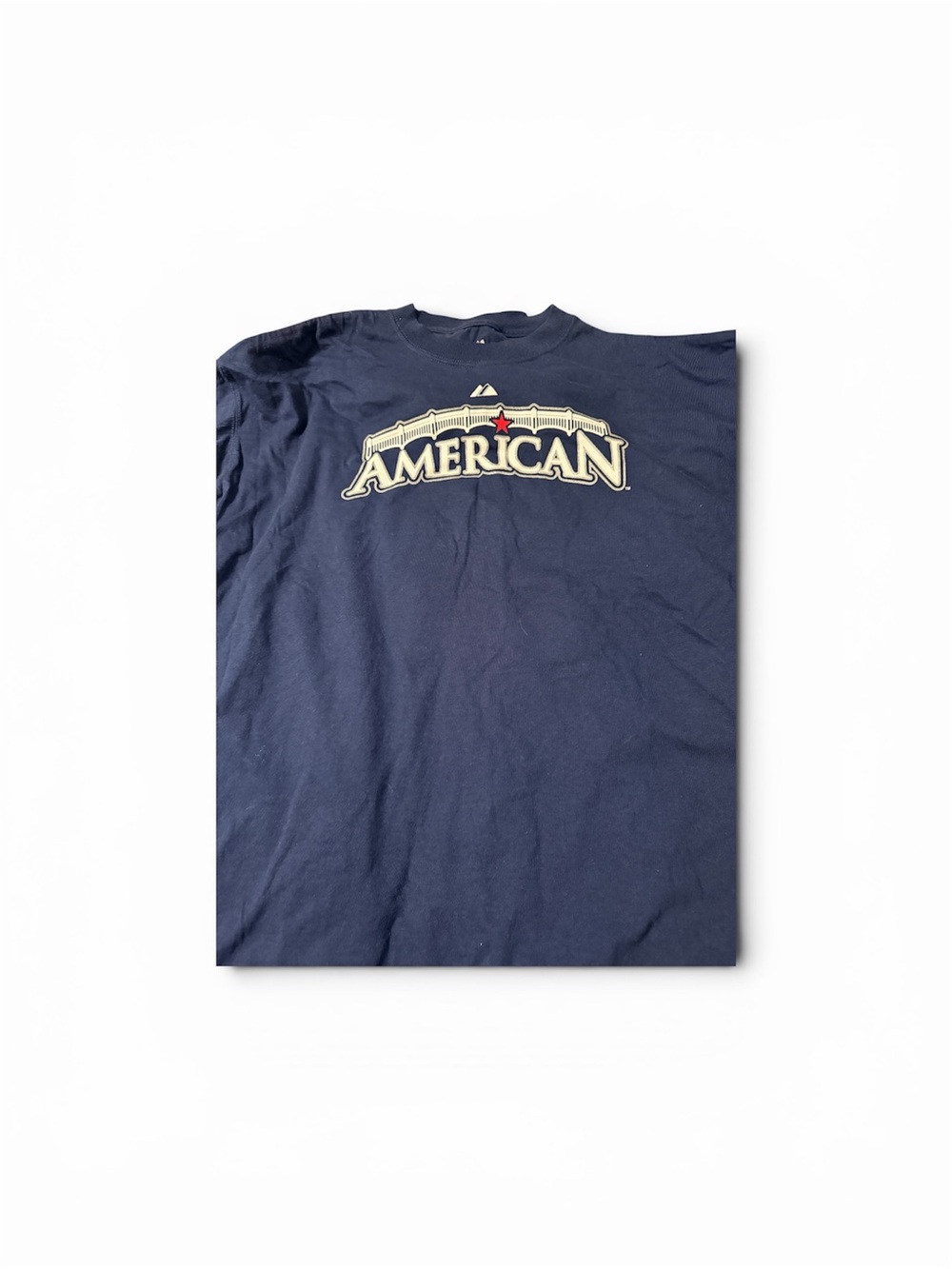 Majestic Navy Tee with Cream & Red 'American' Graphic